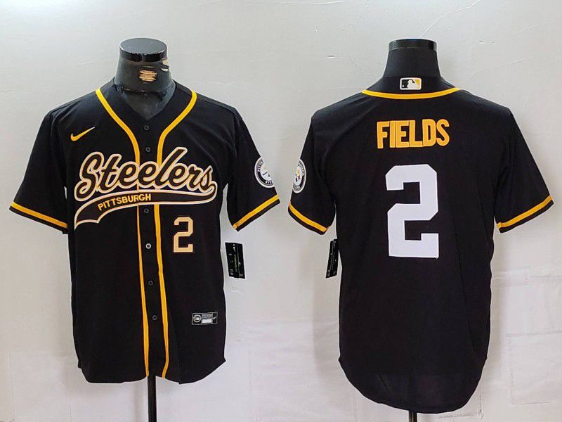 Men Pittsburgh Steelers 2 Fields Black Joint Name 2024 Nike Limited NFL Jersey style 2